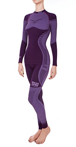 GF Damen Jackie Funktionsshirt T-Shirt Langarmshirt Sportunterhemd Outdoor Funktionsunterwäsche Winter Ski Thermo Funktionswäsche Nahtlos - Größe L - Berry Miyabi von GF