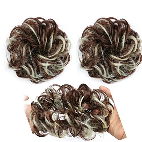 6AH613 Haarknoten, synthetischer Dutt, unordentlicher Dutt, Donut-Dutt, gelockter Dutt mit elastischem Gummiband, Pferdeschwanz-Verlängerung, Haarknoten für Damen 6AH613 Haarknoten, synthetischer Dutt, unordentlicher Dutt, Donut-Dutt, gelockter Dutt mit elastischem Gummiband, Pferdeschwanz-Verlängerung, Haarknoten für Damen von GFHTRELY