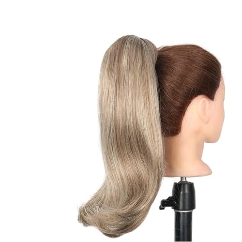 Brötchen 18 Zoll synthetische gerade Pferdeschwanz Haarverlängerungen Perücke Brötchen Wrap Pferdeschwanz Haarspangen für Frauen Haarschmuck Brötchen(P1B/613) von GFHTRELY