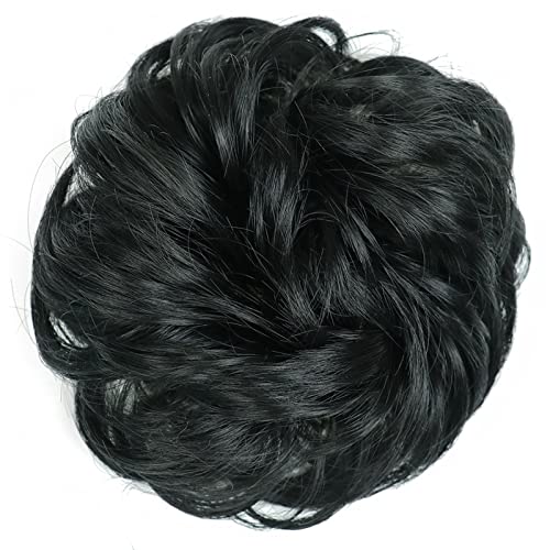 Haarknoten, synthetisch, unordentlicher Dutt, Donut, Pferdeschwanz, Haarverlängerung mit elastischem Gummiband, Haarknoten für Damen, Dutt (1B) von GFHTRELY