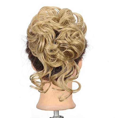 Haarknoten, synthetische Dutt, Donut, Pferdeschwanz, Haarverlängerung, unordentliche blonde Locken mit elastischem Gummiband, Perücke für Damen, Dutt für Damen, Dutt (24) von GFHTRELY