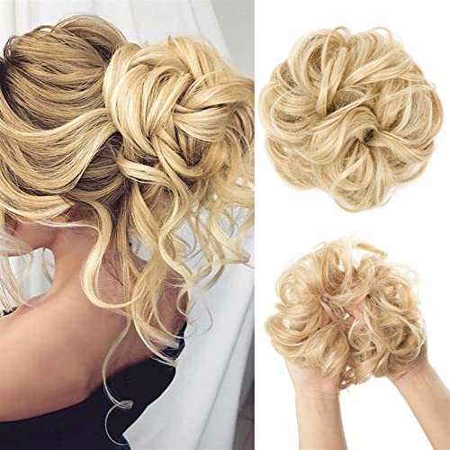 Haarknoten, synthetische Dutt-Haarverlängerung, unordentliche lockige Perücke, Donut-Haarknoten mit elastischem Gummiband, Haarknoten für Damen, Dutt (86-613), 1 Packung von GFHTRELY