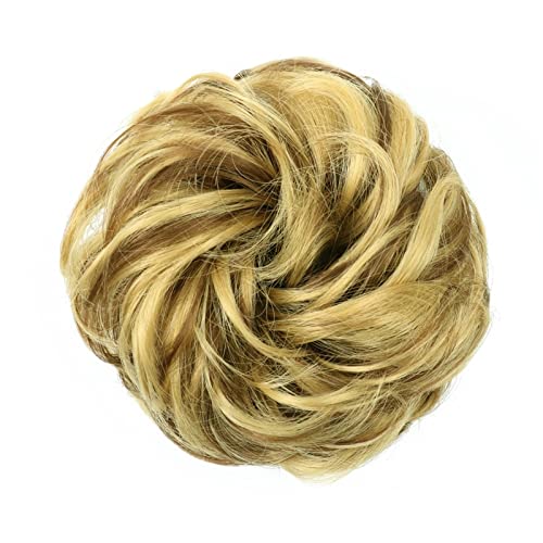 Haarknoten, synthetischer Dutt, gelockt, unordentlicher Dutt, Donut-Dutt mit elastischem Gummiband, Dutt für Damen, Pferdeschwanz-Verlängerung, Haarknoten (22H10) von GFHTRELY