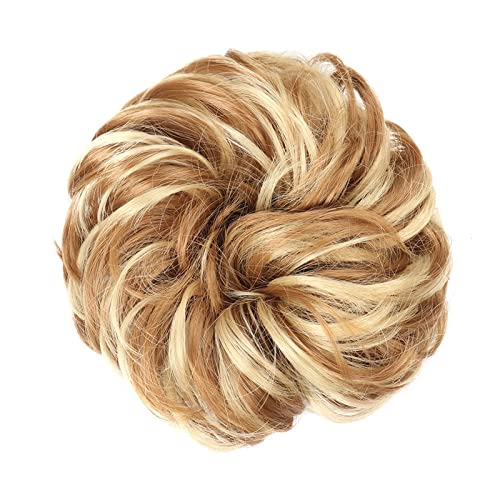 Haarknoten, synthetischer Dutt, gelockt, unordentlicher Dutt, Donut-Dutt mit elastischem Gummiband, Dutt für Damen, Pferdeschwanz-Verlängerung, Haarknoten (22H28A) von GFHTRELY