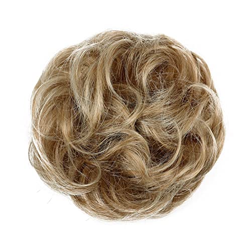 Haarknoten, synthetischer Dutt, gelockt, unordentlicher Dutt, Donut-Dutt mit elastischem Gummiband, Dutt für Damen, Pferdeschwanz-Verlängerung, Haarknoten (6AT88) von GFHTRELY