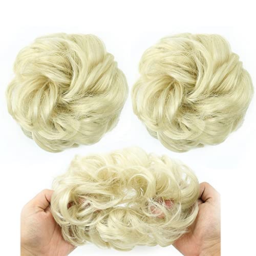 Haarknoten, synthetischer Dutt, unordentlicher Dutt, Donut-Dutt, gelockter Dutt mit elastischem Gummiband, Pferdeschwanz-Verlängerung, Haarknoten für Damen, Dutt (J88) von GFHTRELY
