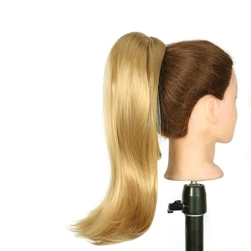Haarknoten 18 Zoll synthetische gerade Pferdeschwanz Haarverlängerungen Perücke Brötchen Wrap Pferdeschwanz Haarspangen für Frauen Haarschmuck Brötchen(T4/27/30) von GFHTRELY
