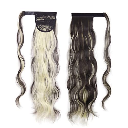 Haarknoten 22 Zoll Lange Wellenförmige Locke Wrap Pferdeschwanz Hitze Beständig Synthetische Perücke Pferdeschwanz Extensions Knoten für Frauen Brötchen(F8-613) von GFHTRELY