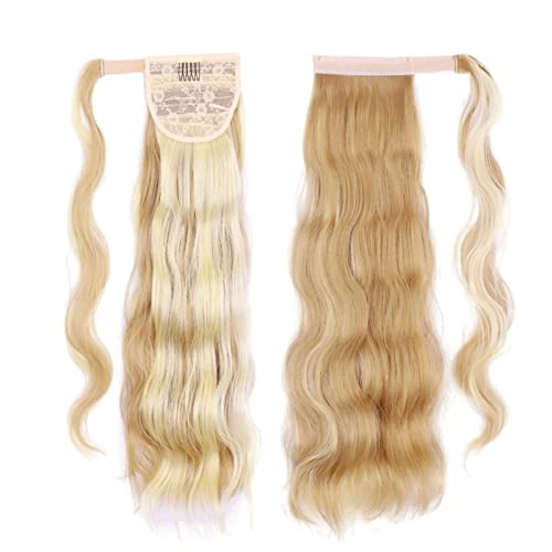 Haarknoten 22 Zoll Lange Wellenförmige Locken-Wrap Pferdeschwanz Hitze Beständig Synthetische Perücke Pferdeschwanz Extensions Knoten für Frauen Brötchen(F22-613) von GFHTRELY