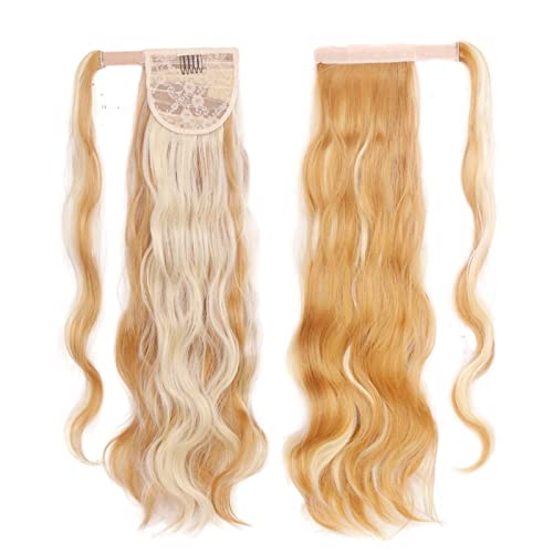 Haarknoten 22 Zoll Lange Wellenförmige Locken-Wrap Pferdeschwanz Hitze Beständig Synthetische Perücke Pferdeschwanz Extensions Knoten für Frauen Brötchen(F27-613) von GFHTRELY