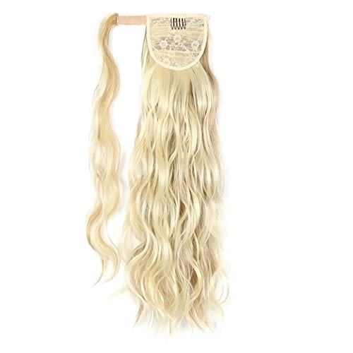 Haarknoten 24 Zoll Lange Wellenförmige Pferdeschwanz Wrap Haarband Synthetische Pferdeschwanz Extensions Blonde Wellenförmige Pferdeschwanz Perücke Frauen Knoten Brötchen(F24-613) von GFHTRELY