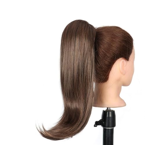 Hair Brötchen 18 Zoll Synthetische Gerade Pferdeschwanz Haarverlängerungen Perücke Brötchen Wrap Pferdeschwanz Haarspangen für Frauen Haarschmuck Brötchen(1B/30HL) von GFHTRELY