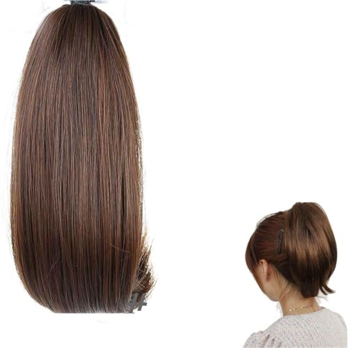 Kurze, gerade Pferdeschwanz-Perücke, 25,4 cm, mit Krallenklammern, Pferdeschwanz-Perücke, Haarknoten, synthetische Pferdeschwanz-Haarklammern für Damen von GFHTRELY