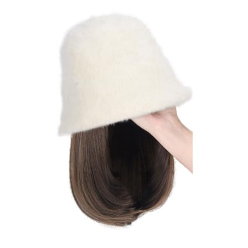 Perückenkappe Damen Perücke, gewellte Perückenkappe, braune und schwarze Perückenkappe, Natürlich aussehende synthetische hitzebeständige Faserperücke, geeignet für den täglichen Partygebrauch Perücke von GFHTRELY