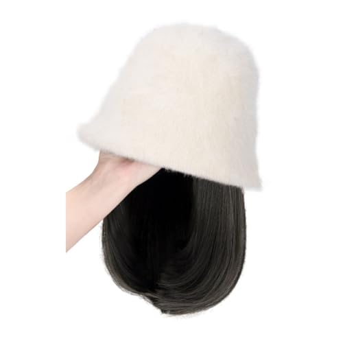 Perückenkappe Damen Perücke, gewellte Perückenkappe, braune und schwarze Perückenkappe, Natürlich aussehende synthetische hitzebeständige Faserperücke, geeignet für den täglichen Partygebrauch Perücke von GFHTRELY