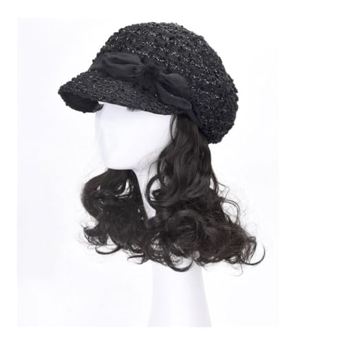 Perückenkappe für Damen, braun-schwarze Perückenkappe, natürliches Aussehen, synthetische hitzebeständige Faser, Perücke für Outdoor-Freizeit-Perückenhut (01) von GFHTRELY