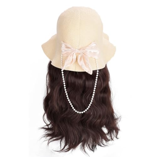 Perückenkappe für Damen, lange lockige Perückenkappe, gewellte modische Perückenkappe, geeignet für tägliche Themenpartys, Konzerte, Verabredungen, Perückenhut (03) von GFHTRELY