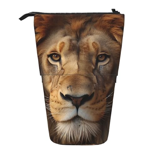 GFLFMXZW African Lion Head Print Pencil Case Standing Pencil Bag Telescopic Pencil Holder Case Pop Up Pencil Pouch Portable Makeup Bag With Zipper Closure, Schwarz , Einheitsgröße von GFLFMXZW