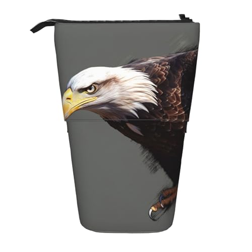 GFLFMXZW Federmäppchen mit Adler-Aufdruck, Stehendes Federmäppchen, Teleskop-Federhalter, Pop-Up-Bleistifttasche, tragbare Make-up-Tasche mit Reißverschluss, Schwarz , Einheitsgröße von GFLFMXZW