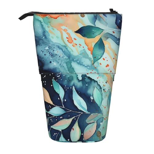 GFLFMXZW Federmäppchen mit Aquarell-Muster, Stehendes Federmäppchen, Teleskop-Federhalter, Pop-Up-Bleistifttasche, tragbare Make-up-Tasche mit Reißverschluss, Schwarz , Einheitsgröße von GFLFMXZW