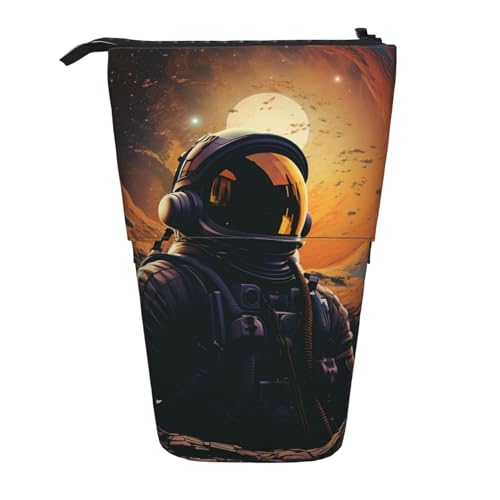 GFLFMXZW Federmäppchen mit Astronauten-Motiv, Stehendes Federmäppchen, Teleskop-Federhalter, Pop-Up-Bleistifttasche, tragbare Make-up-Tasche mit Reißverschluss, Schwarz , Einheitsgröße von GFLFMXZW