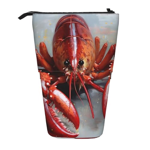 GFLFMXZW Federmäppchen mit Hummer-Aufdruck, Stehendes Federmäppchen, Teleskop-Federhalter, Pop-Up-Bleistifttasche, tragbare Make-up-Tasche mit Reißverschluss, Schwarz , Einheitsgröße von GFLFMXZW