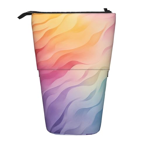 GFLFMXZW Federmäppchen mit Regenbogen-Aufdruck, Stehendes Federmäppchen, Teleskop-Bleistifthalter, Pop-Up-Bleistifttasche, tragbare Make-up-Tasche mit Reißverschluss, Schwarz , Einheitsgröße von GFLFMXZW