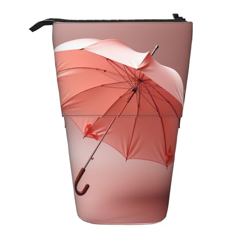 GFLFMXZW Federmäppchen mit Regenschirm-Aufdruck, Teleskop-Federmäppchen, Pop-Up-Bleistifttasche, tragbare Make-up-Tasche mit Reißverschluss, Rosa, Schwarz , Einheitsgröße, Modern von GFLFMXZW