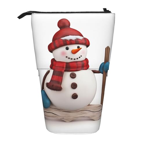 GFLFMXZW Federmäppchen mit Schneemann-Motiv, Stehendes Federmäppchen, Teleskop-Federhalter, Pop-Up-Bleistifttasche, tragbare Make-up-Tasche mit Reißverschluss, Schwarz , Einheitsgröße von GFLFMXZW