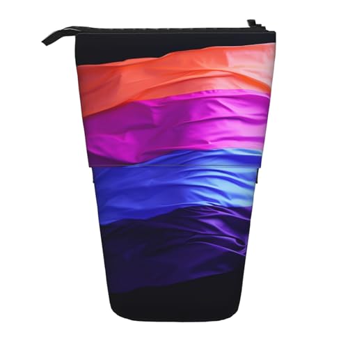 GFLFMXZW Federmäppchen mit Stolz-Flagge, lebendiger Farbdruck, Stehendes Federmäppchen, Teleskop-Federhalter, Pop-Up-Bleistifttasche, tragbare Make-up-Tasche mit Reißverschluss, Schwarz , von GFLFMXZW