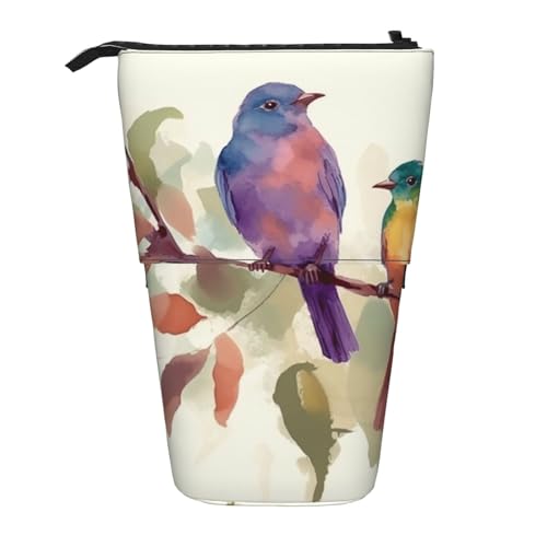 GFLFMXZW Federmäppchen mit Vogel-Motiv auf dem Baum, stehend, Teleskop-Federhalter, Pop-Up-Bleistifttasche, tragbare Make-up-Tasche mit Reißverschluss von GFLFMXZW