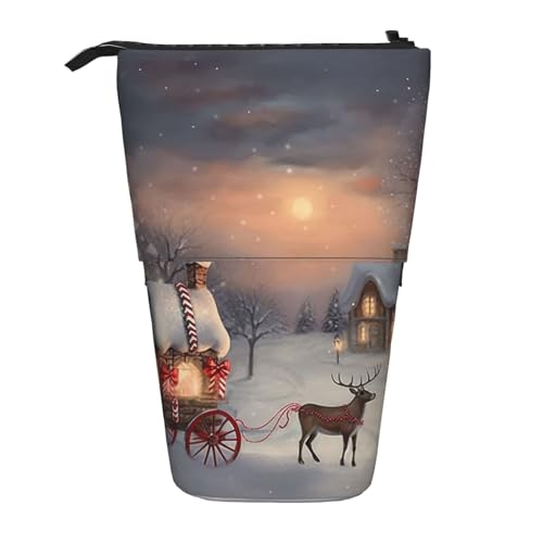 GFLFMXZW Federmäppchen mit Weihnachtsmotiv, Stand-Federmäppchen, Teleskop-Federhalter, Pop-Up-Bleistifttasche, tragbare Make-up-Tasche mit Reißverschluss, Schwarz , Einheitsgröße von GFLFMXZW