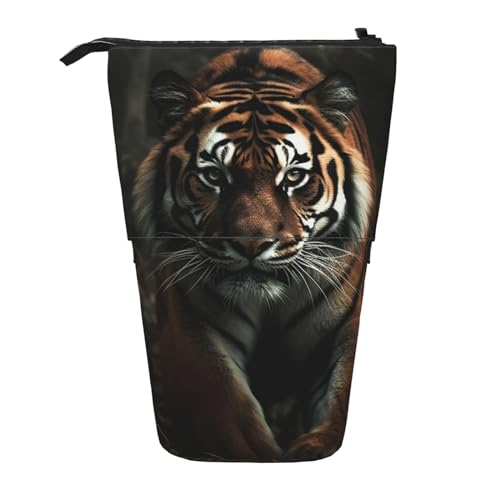 GFLFMXZW Federmäppchen mit Wildtiermotiven, stehend, Teleskop-Federhalter, Pop-Up-Bleistifttasche, tragbare Make-up-Tasche mit Reißverschluss, Schwarz , Einheitsgröße von GFLFMXZW
