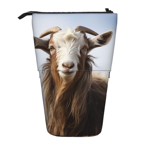 GFLFMXZW Federmäppchen mit Ziegenmotiv, Stand-Federmäppchen, Teleskop-Federhalter, Pop-Up-Bleistifttasche, tragbare Make-up-Tasche mit Reißverschluss, Schwarz , Einheitsgröße von GFLFMXZW