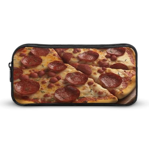 GFLFMXZW Federmäppchen mit breiter Öffnung, großes Fassungsvermögen, 3D-Pizza, Pepperoni, ästhetische Stifttasche, Reißverschluss, Kosmetiktasche, tragbare Münztasche für Büro-Organizer, Stil:, von GFLFMXZW