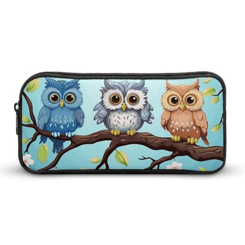 GFLFMXZW Federmäppchen mit breiter Öffnung, großes Fassungsvermögen, Eulen auf einem Ast, ästhetische Stifttasche, Reißverschluss, Kosmetiktasche, tragbare Münztasche für Büro-Organizer, Stil:, von GFLFMXZW
