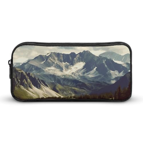 GFLFMXZW Federmäppchen mit breiter Öffnung, großes Fassungsvermögen, Federmäppchen, Berge, Landschaft, ästhetisches Stifteetui, Reißverschluss, Kosmetiktasche, tragbare Münztasche für Büro-Organizer, von GFLFMXZW