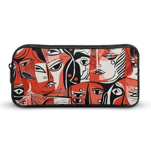 GFLFMXZW Federmäppchen mit breiter Öffnung, großes Fassungsvermögen, Federmäppchen, Gesichtsmuster, ästhetische Stifttasche, Reißverschluss, Kosmetiktasche, tragbare Münztasche für Büro-Organizer, von GFLFMXZW