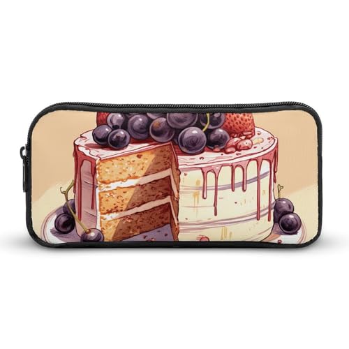 GFLFMXZW Federmäppchen mit breiter Öffnung, großes Fassungsvermögen, Federmäppchen, Obstkuchen, Bilder, Federmäppchen, ästhetische Stifttasche, Reißverschluss, Kosmetiktasche, tragbare Münztasche für von GFLFMXZW