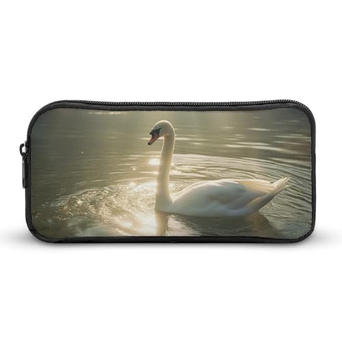 GFLFMXZW Federmäppchen mit breiter Öffnung, großes Fassungsvermögen, Federmäppchen, Schwan im Wasser, ästhetische Stifttasche, Reißverschluss, Kosmetiktasche, tragbare Münztasche für Büro, Organizer, von GFLFMXZW