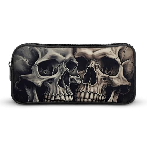 GFLFMXZW Federmäppchen mit breiter Öffnung, großes Fassungsvermögen, Federmäppchen, Totenkopf-Design, ästhetische Stifttasche, Reißverschluss, Kosmetiktasche, tragbare Münztasche für Büro-Organizer, von GFLFMXZW