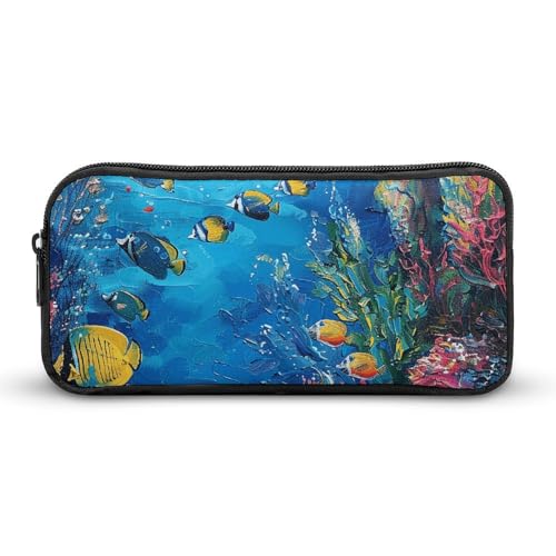 GFLFMXZW Federmäppchen mit breiter Öffnung, großes Fassungsvermögen, Federmäppchen, Unterwasser-Korallenriff, ästhetische Stifttasche, Reißverschluss, Kosmetiktasche, tragbare Münztasche für von GFLFMXZW