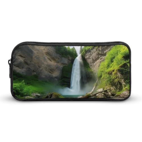 GFLFMXZW Federmäppchen mit breiter Öffnung, großes Fassungsvermögen, Federmäppchen, Wasserfall-Ansicht, ästhetische Stifttasche, Reißverschluss, Kosmetiktasche, tragbare Münztasche für Büro-Organizer, von GFLFMXZW