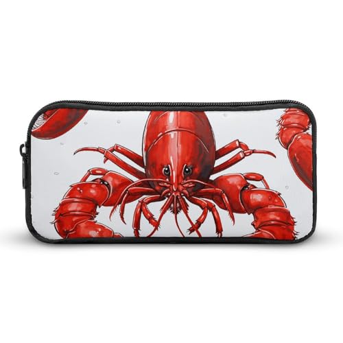 GFLFMXZW Federmäppchen mit breiter Öffnung, großes Fassungsvermögen, Federmäppchen, roter Hummer-Druck, ästhetische Stifttasche, Reißverschluss, Kosmetiktasche, tragbare Münztasche für Büro-Organizer, von GFLFMXZW