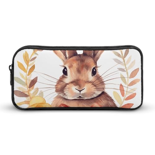 GFLFMXZW Federmäppchen mit breiter Öffnung, großes Fassungsvermögen, Federmäppchen mit Hasen-Rosette, ästhetische Stifttasche, Reißverschluss, Kosmetiktasche, tragbare Münztasche für Büro-Organizer, von GFLFMXZW
