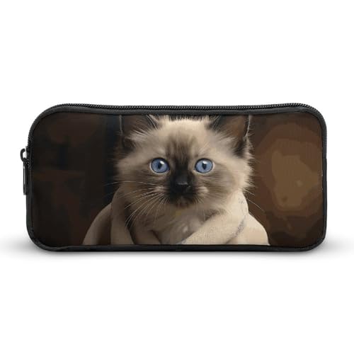 GFLFMXZW Federmäppchen mit breiter Öffnung, großes Fassungsvermögen, Federmäppchen mit Katze auf Decke, ästhetische Stifttasche, Reißverschluss, Kosmetiktasche, tragbare Münztasche für Büro-Organizer, von GFLFMXZW