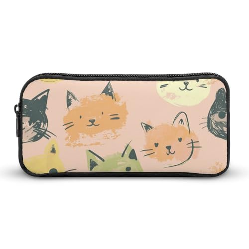 GFLFMXZW Federmäppchen mit breiter Öffnung, großes Fassungsvermögen, Federmäppchen mit Katzengesicht, ästhetische Stifttasche, Reißverschluss, Kosmetiktasche, tragbare Münztasche für Büro-Organizer, von GFLFMXZW
