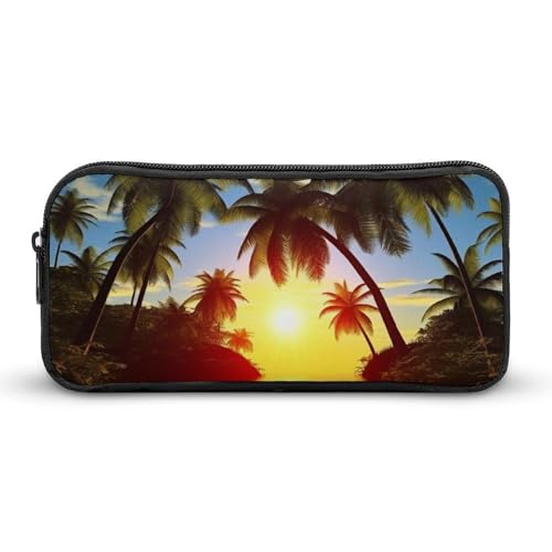GFLFMXZW Federmäppchen mit breiter Öffnung, großes Fassungsvermögen, Federmäppchen mit Kokosnussbäumen, ästhetische Stifttasche, Reißverschluss, Kosmetiktasche, tragbare Münztasche für Büro-Organizer, von GFLFMXZW