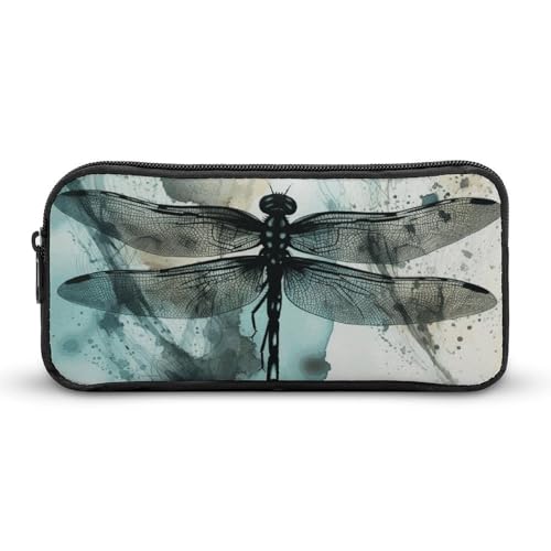 GFLFMXZW Federmäppchen mit breiter Öffnung, großes Fassungsvermögen, Federmäppchen mit Libellen, ästhetische Stifttasche, Reißverschluss, Kosmetiktasche, tragbare Münztasche für Büro-Organizer, Stil:, von GFLFMXZW
