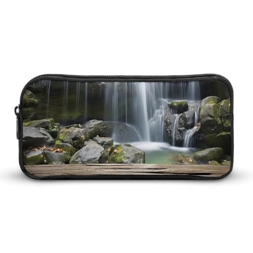 GFLFMXZW Federmäppchen mit breiter Öffnung, großes Fassungsvermögen, Federmäppchen mit Wasserfall, ästhetische Stifttasche, Reißverschluss, Kosmetiktasche, tragbare Münztasche für Büro-Organizer, von GFLFMXZW